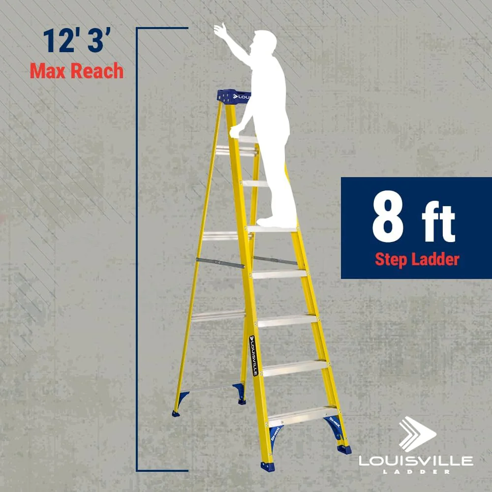 Louisville Ladder FS2008 8-Foot Fiberglass Step Ladder, 250-Pound Load Capacity, Type I - Image 5