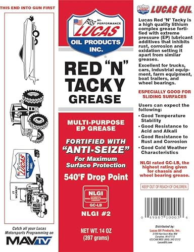 Lucas 10005-30PK Red N' Tacky Grease, (Pack of 30) - Image 2