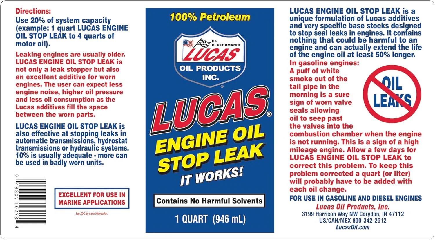 Lucas Oil 10278 Engine Stop Leak 32oz (12 Unit Case) - Image 6