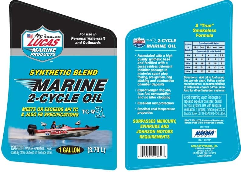 Lucas Oil 10861 Synthetic Blend TC-W3 2-Cycle Marine Oil - 1 Gallon - Image 3