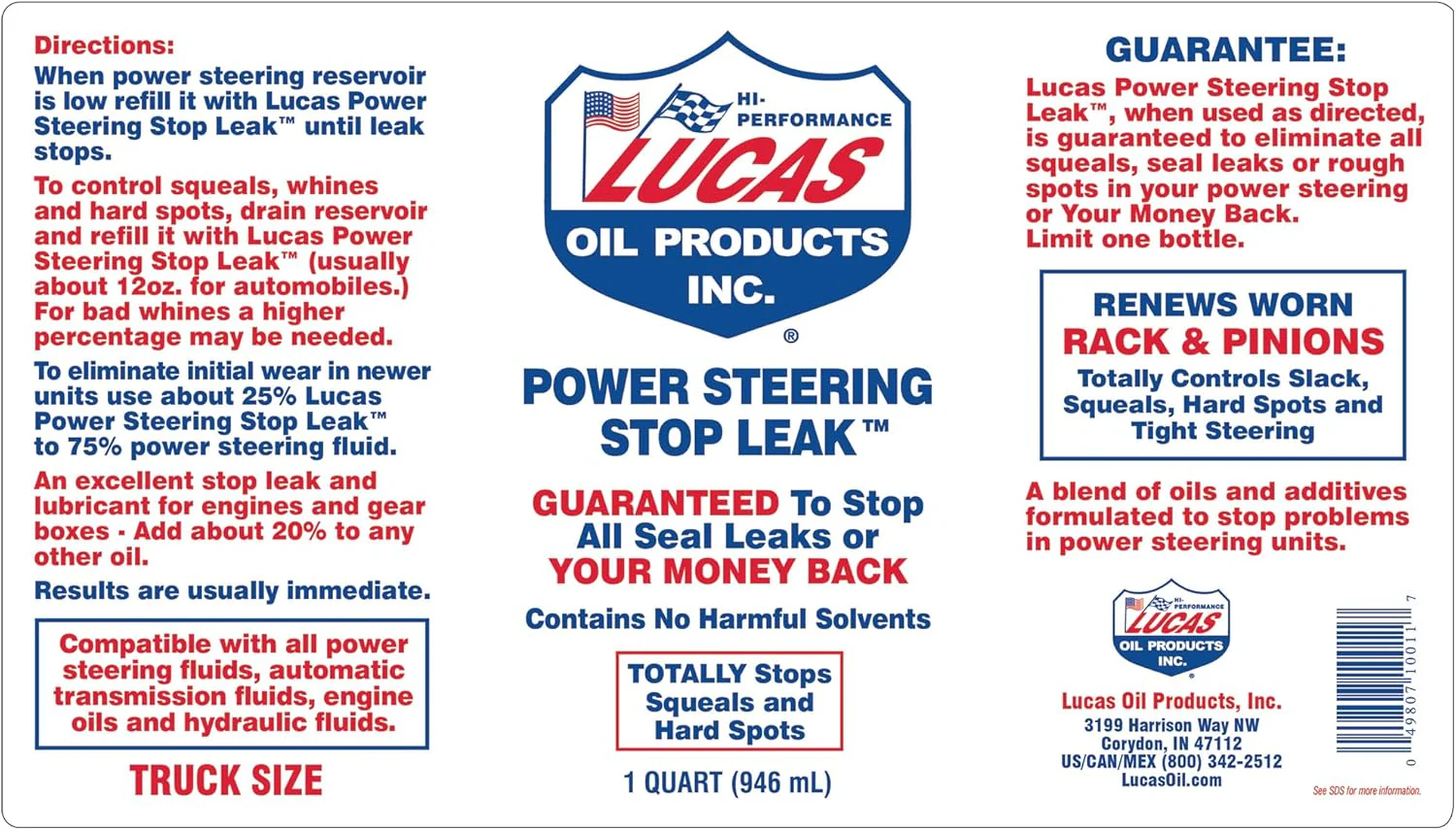 Lucas Oil 10011 Power Steering Stop Leak, 1 Quart (Pack of 12) - Image 3