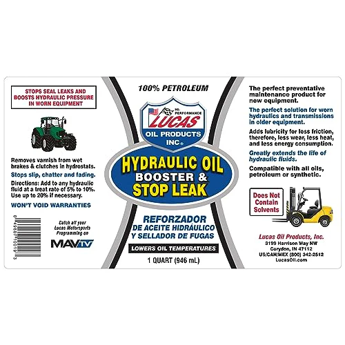 Lucas Oil 10019 Hydraulic Oil Booster and Stop Leak - 1 Quart, White, 32 Ounce - Image 3