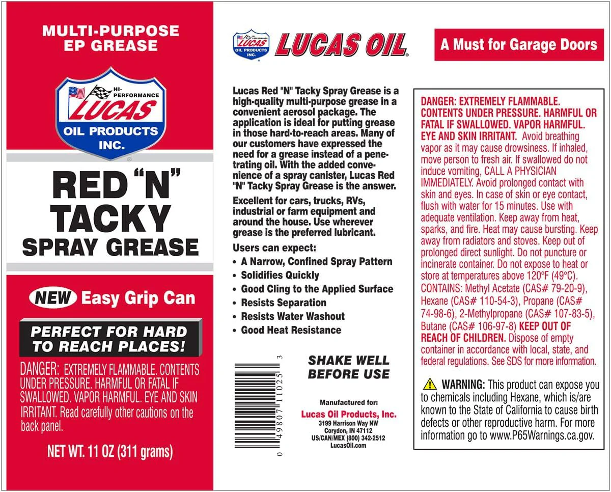 Lucas Oil 10025 Red N Tacky Aerosol Spray, 11 Ounce (Pack of 4) - Image 2