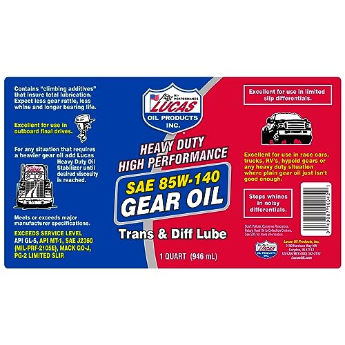 Lucas Oil 10042 Heavy Duty High Performance SAE 85W-140 Gear Oil - 1 Quart - Image 3