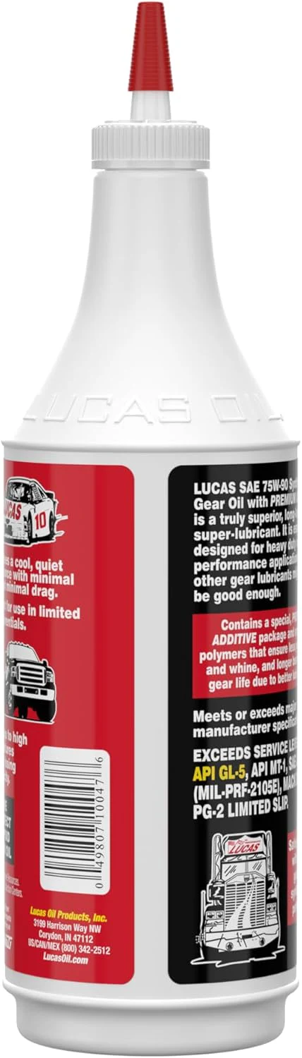 Lucas Oil 10047 SAE 75W-90 Synthetic Gear Oil/Transmission and Differential Lube, 1 Quart - Image 2