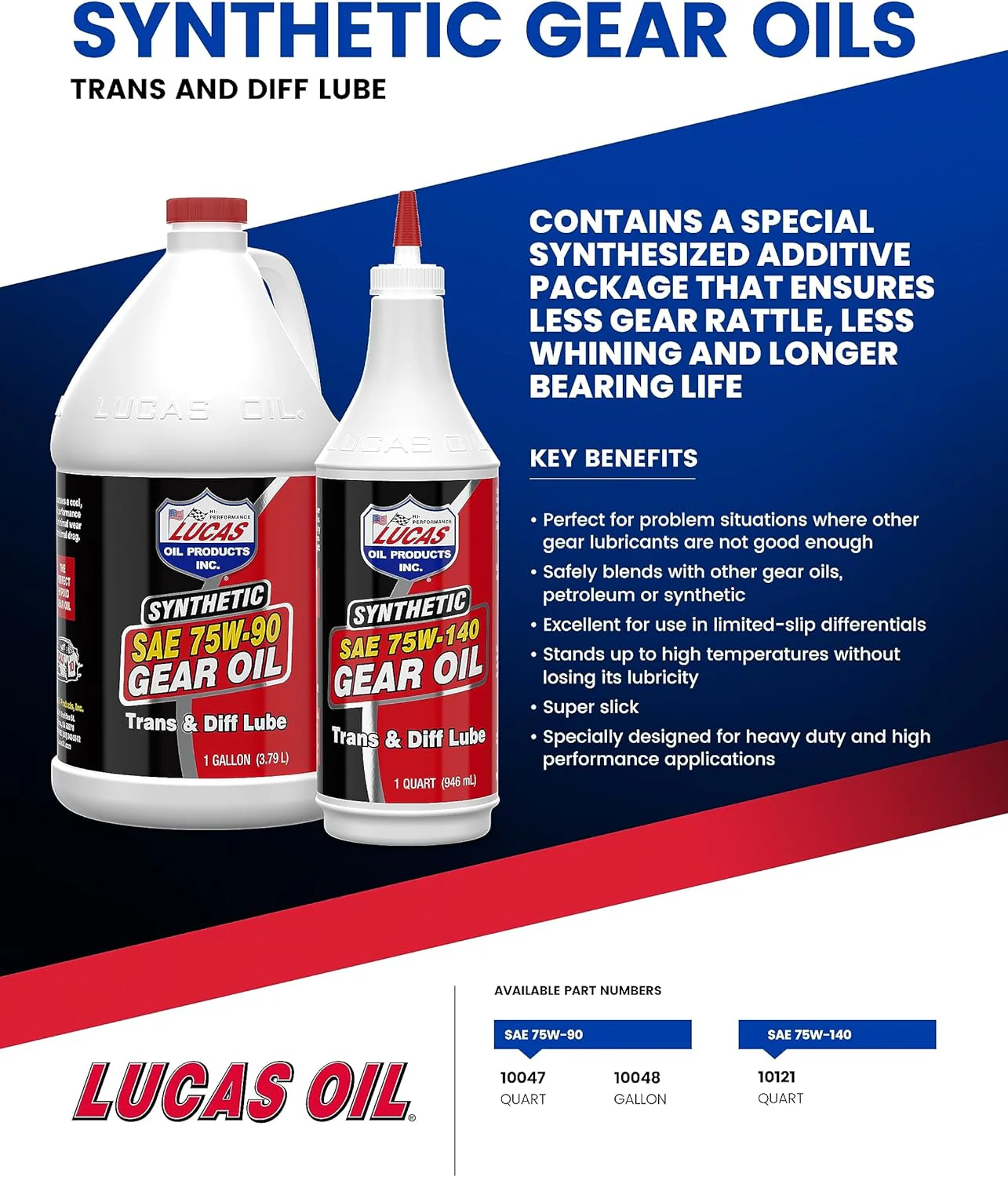 Lucas Oil 10047 SAE 75W-90 Synthetic Gear Oil/Transmission and Differential Lube, 1 Quart - Image 4