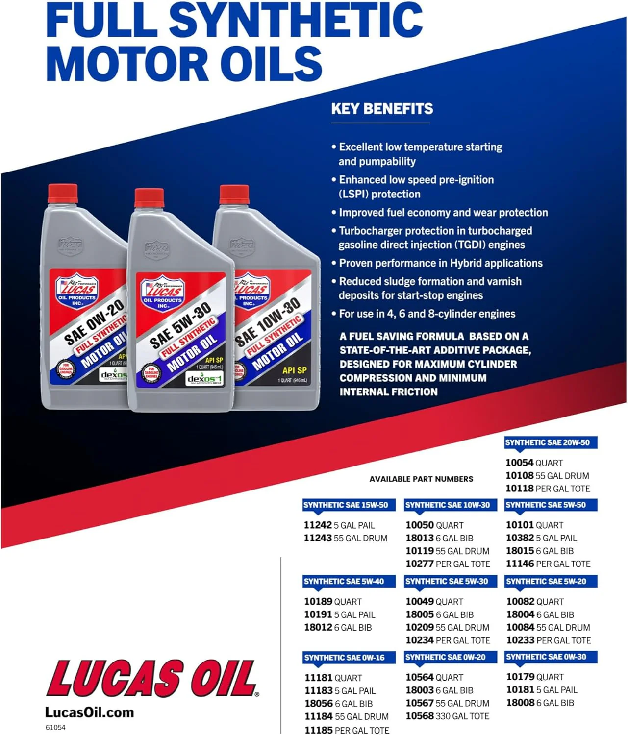 Lucas Oil 10050 Full Synthetic SAE 10W-30 Motor Oil, 1 Quart (Pack of 6) - Image 3