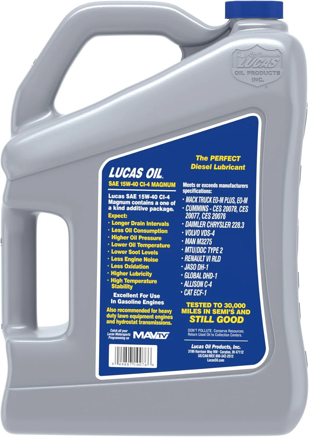 Lucas Oil 10076 SAE 15W-40 Magnum High TBN CI-4 Oil, 1 Gallon - Image 2