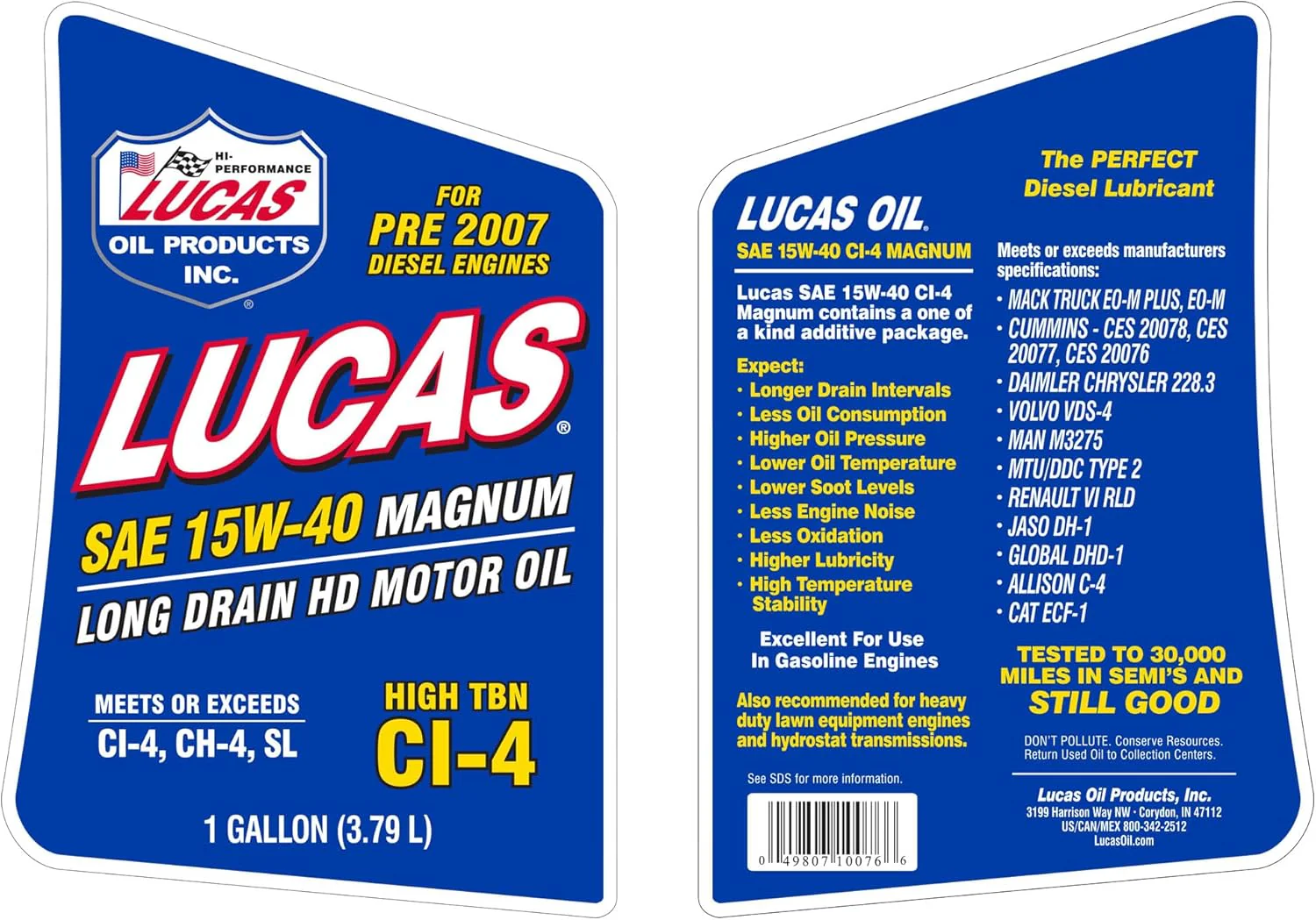 Lucas Oil 10076 SAE 15W-40 Magnum High TBN CI-4 Oil, 1 Gallon - Image 3
