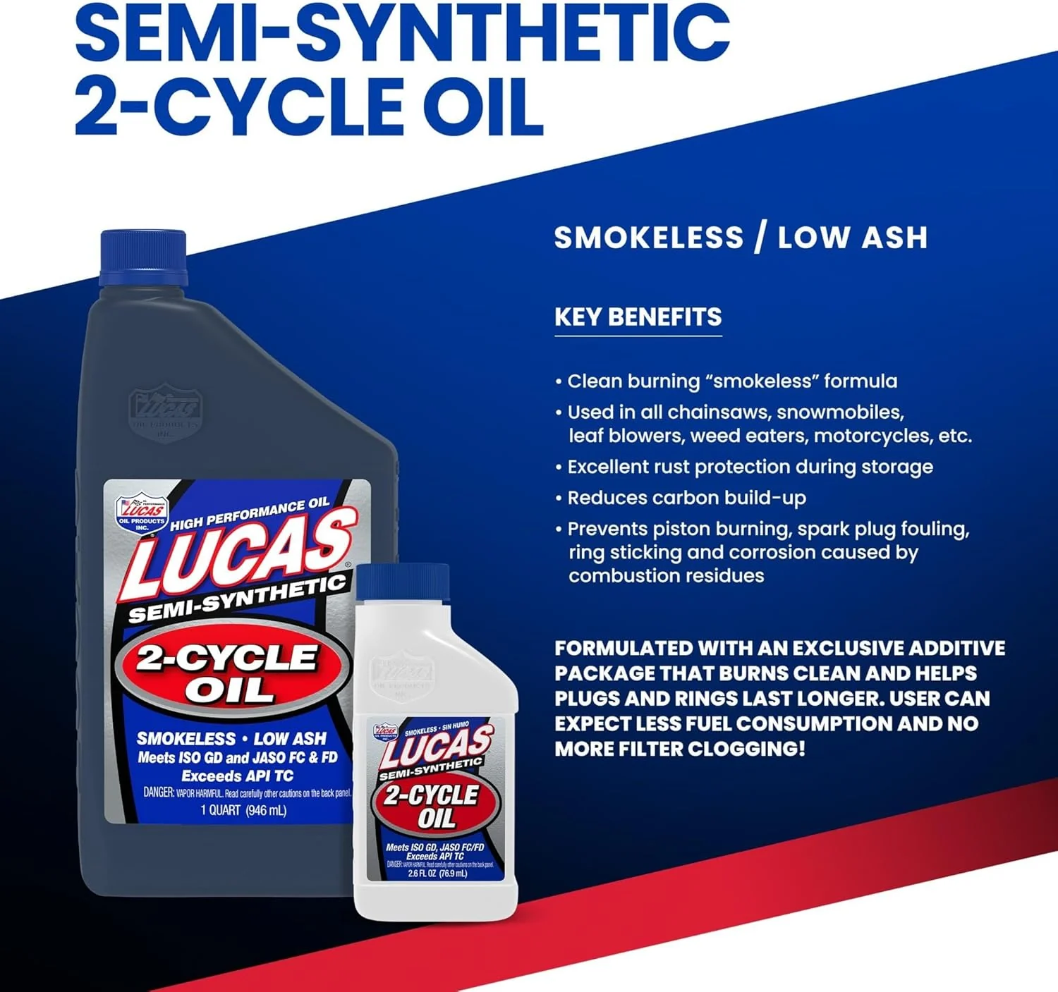 Lucas Oil 10110 Semi-Synthetic 2-Cycle Oil, 1 Quart (Pack of 6) - Image 3