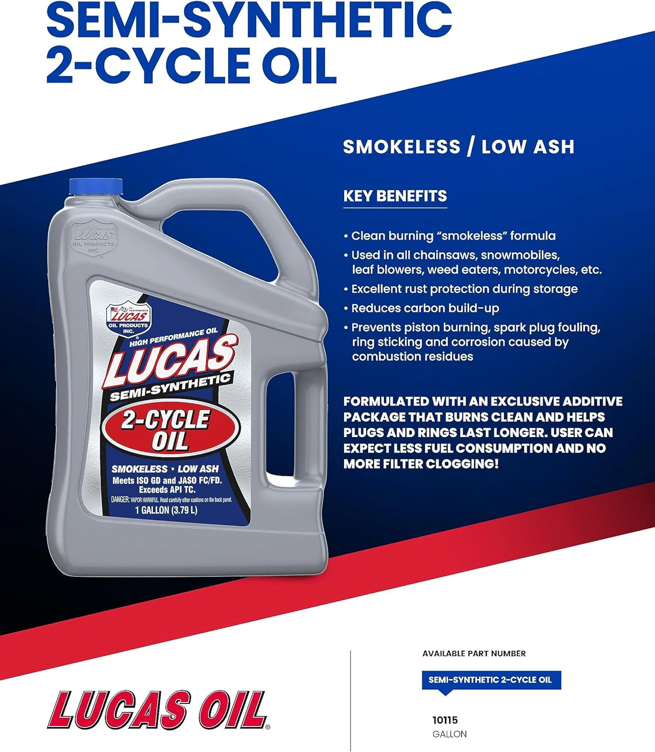 Lucas Oil 10115 Semi-Synthetic 2-Cycle Oil - 1 Gallon Jug - Image 6