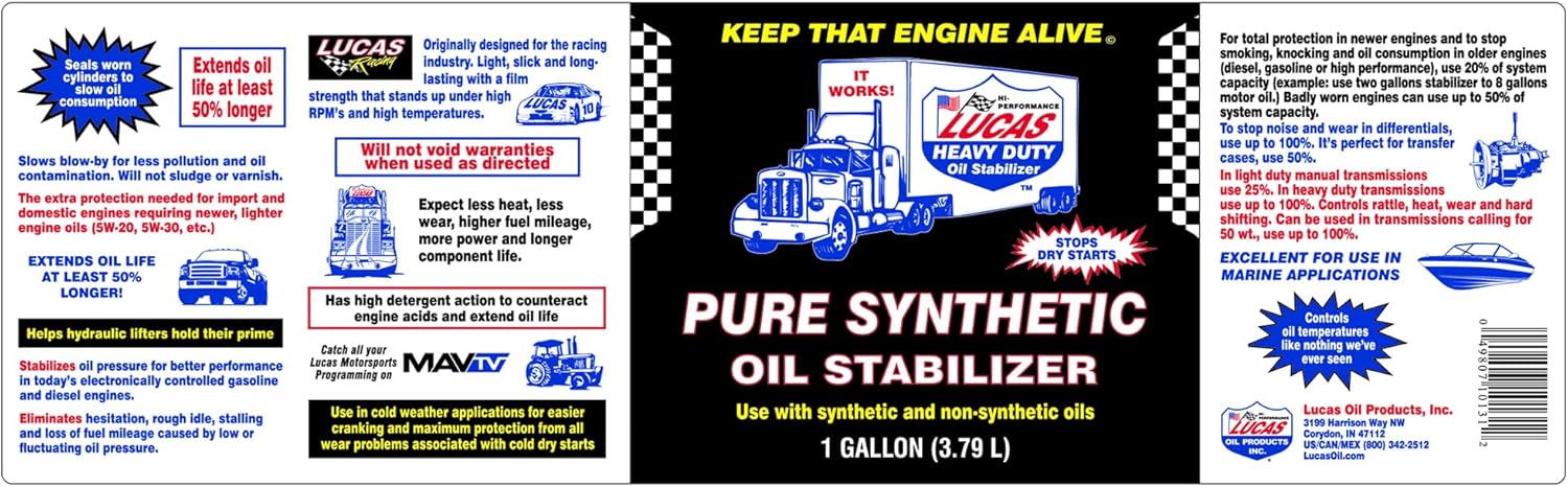 Lucas Oil 10131 Pure Synthetic Oil Stabilizer, 1 Gallon - Image 4