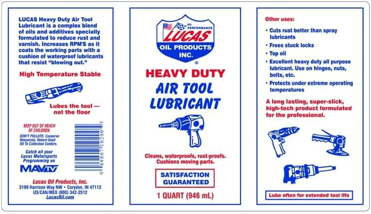 Lucas Oil 10200 Air Tool Lubricant, 1 Quart (Pack of 12) - Image 2