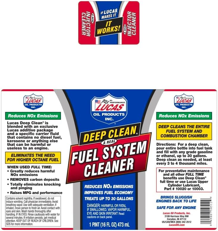 Lucas Oil 10512 Deep Clean Fuel System Cleaner, 16 oz (Pack of 12) - Image 2