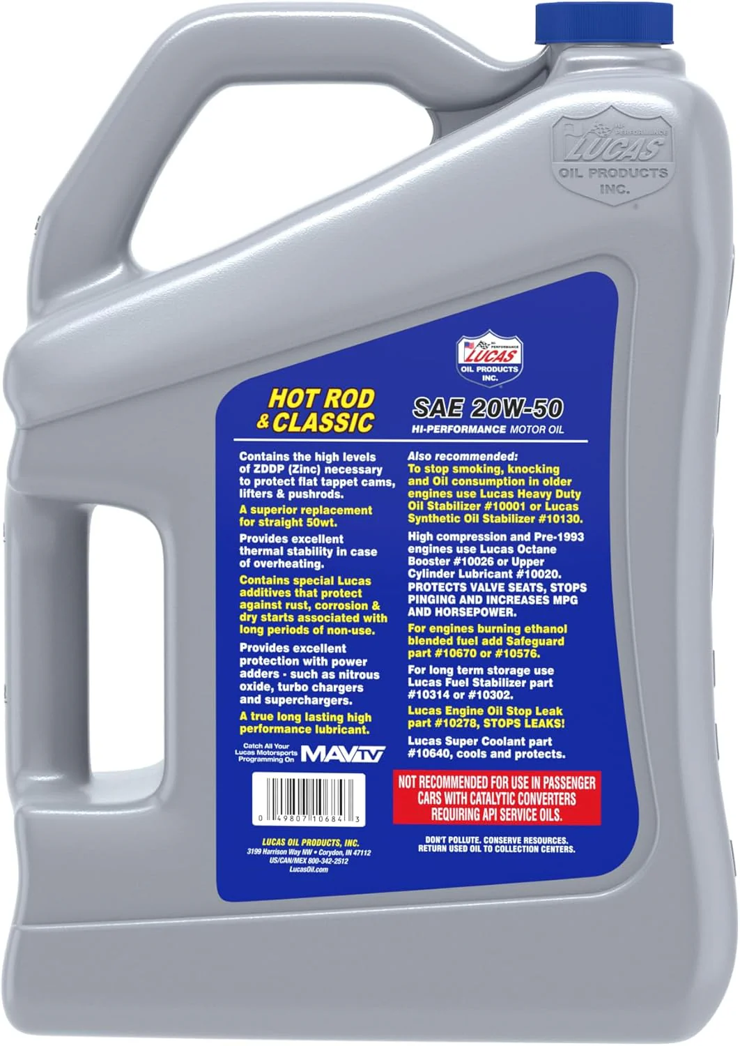 Lucas Oil 10684 20W-50 Petroleum Oil, 5 Quart Jug (Pack of 1) - Image 2