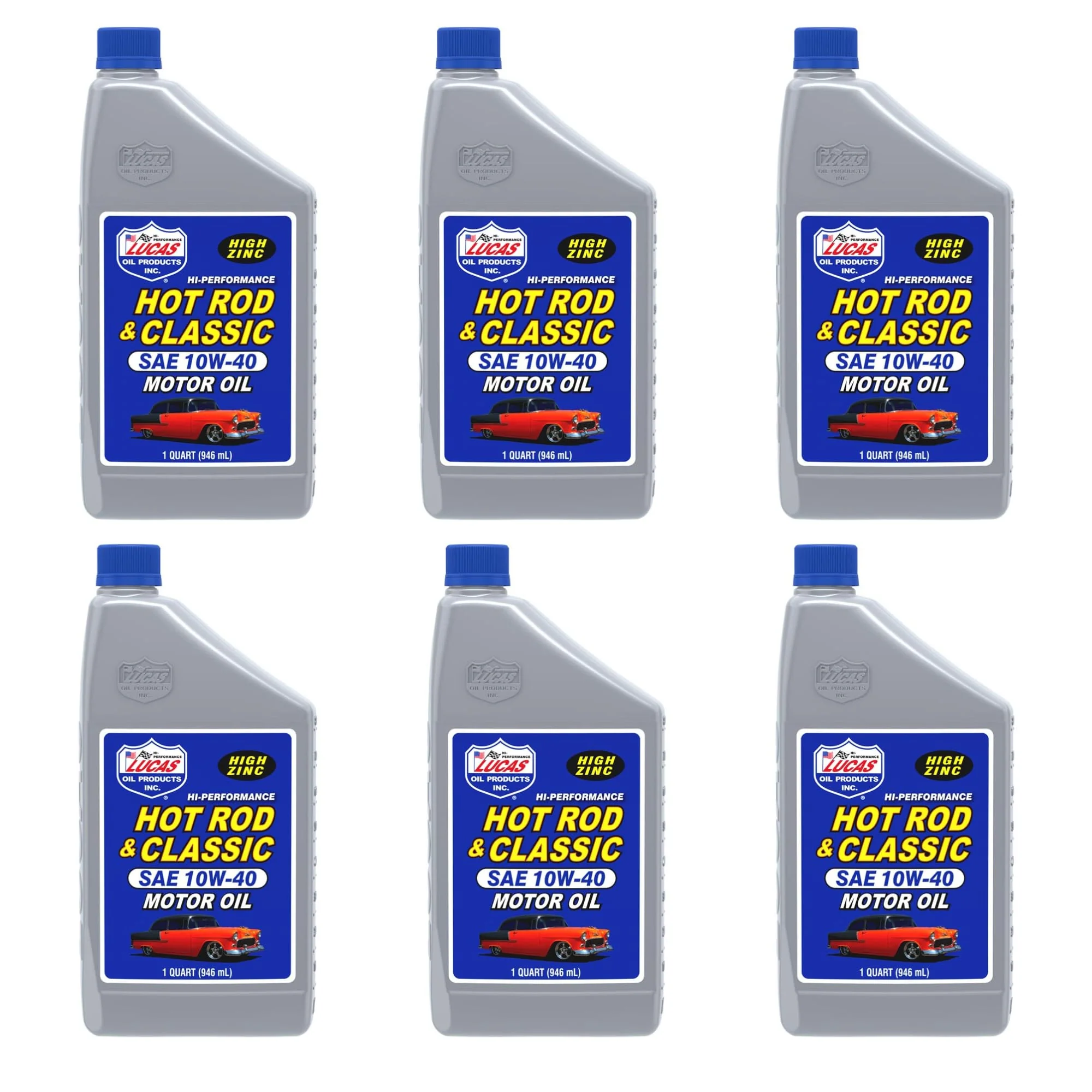 Lucas Oil 10688 Hot Rod & Classic Car SAE 10W-40 Motor Oil, 1 Quart (Pack of 6)