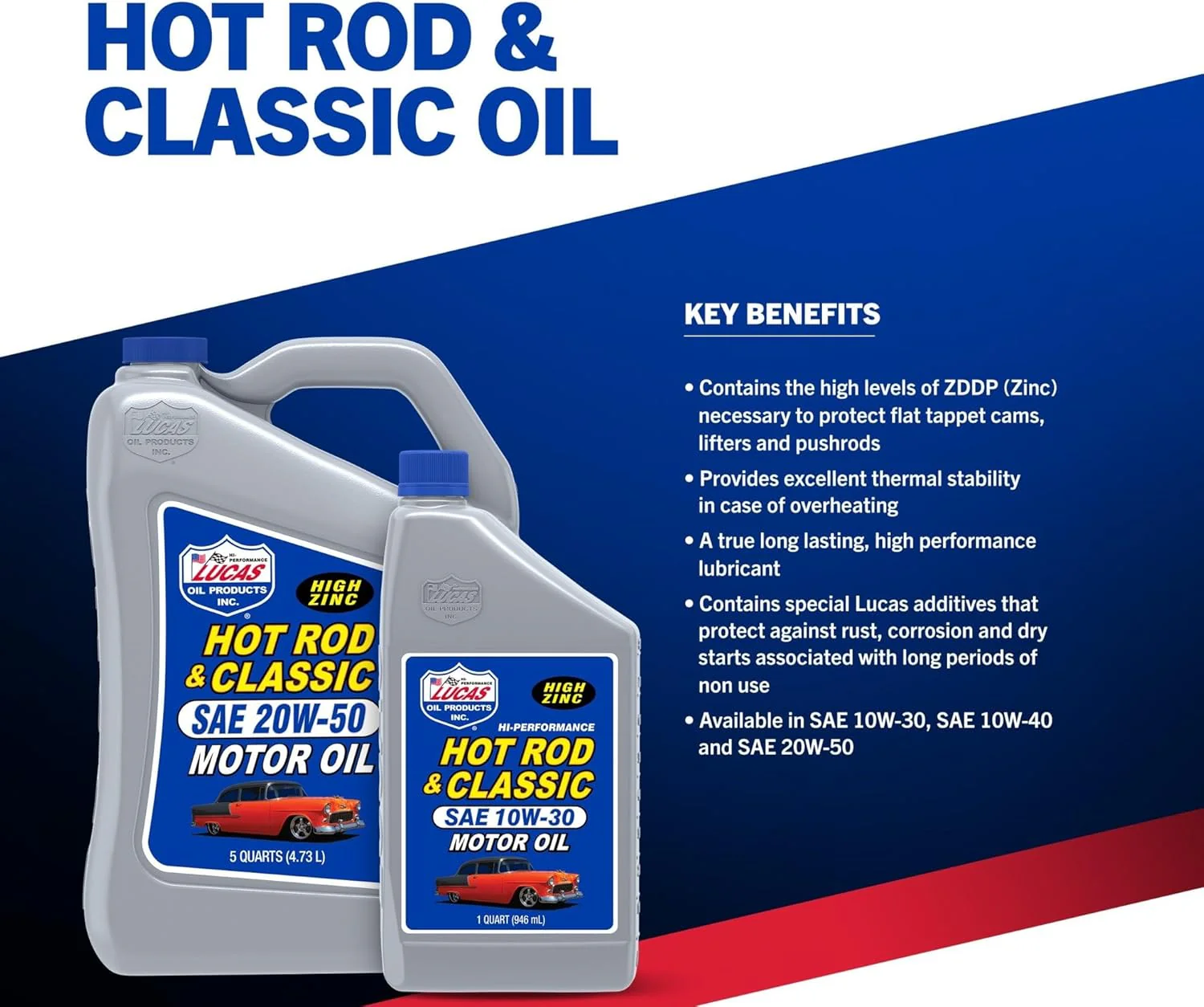 Lucas Oil 10688 Hot Rod & Classic Car SAE 10W-40 Motor Oil, 1 Quart (Pack of 6) - Image 4