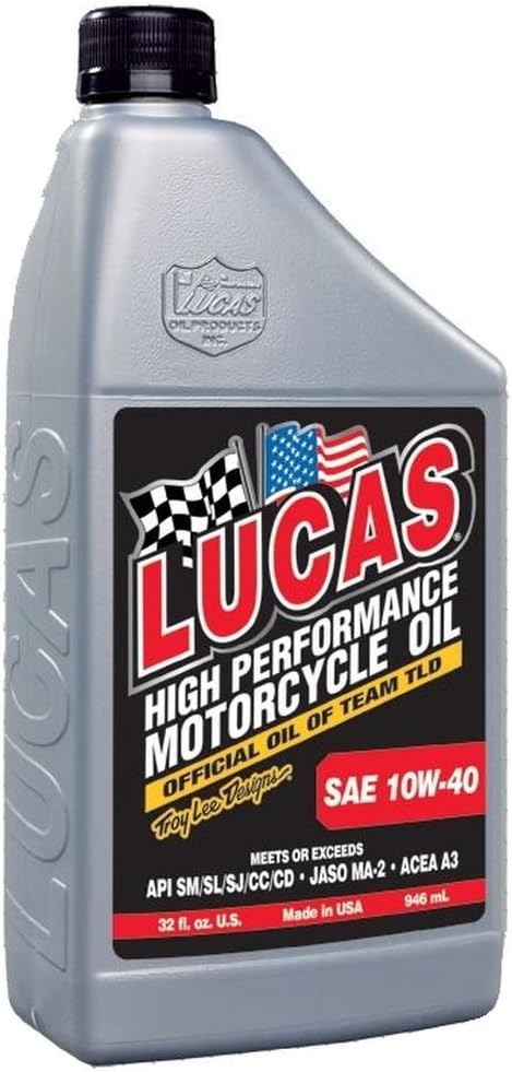 Lucas Oil 10767 High Performance Synthetic SAE 10W-40 Motorcycle Oil - 1 Quart - Image 2