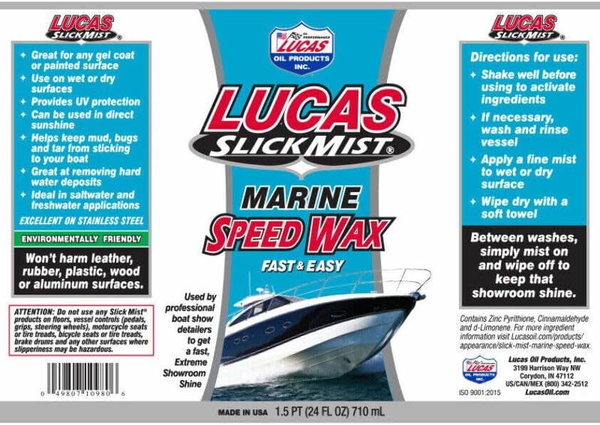 Lucas Oil 10980 Slick Mist Marine Speed Wax, 24 Oz Pack of 1 - Image 4