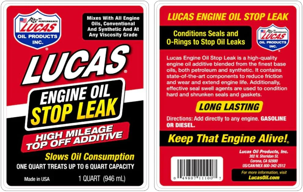 Lucas Oil Engine Oil Stop Leak Top Off Additive/12x1/Quart - Image 3
