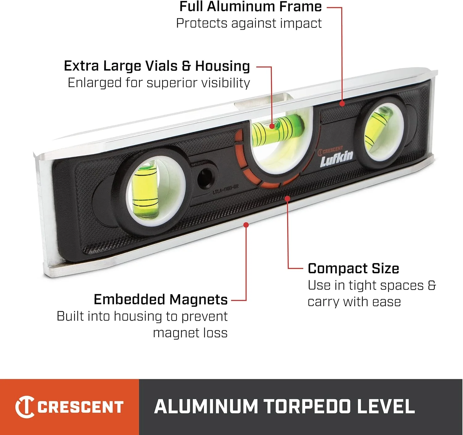 Lufkin 9 Inch Aluminum Torpedo Level - LTLA1100-02 - Image 4