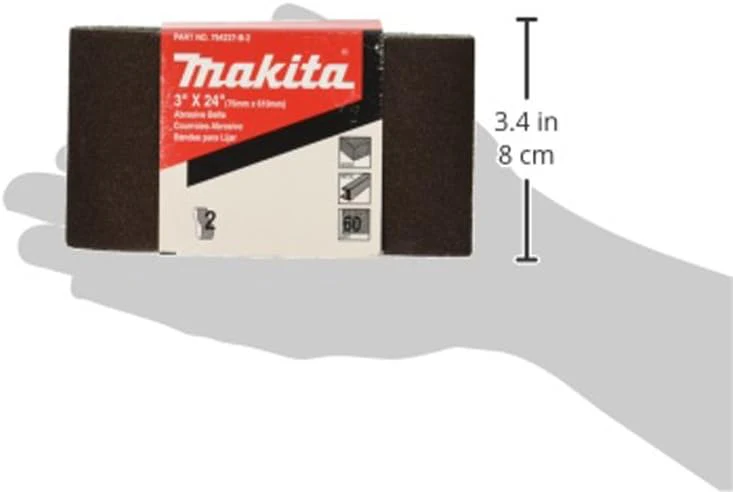 Makita 3" x 24" (794237-C-2) Abrasive Belt, 80 Grit, 2/pk - Image 3