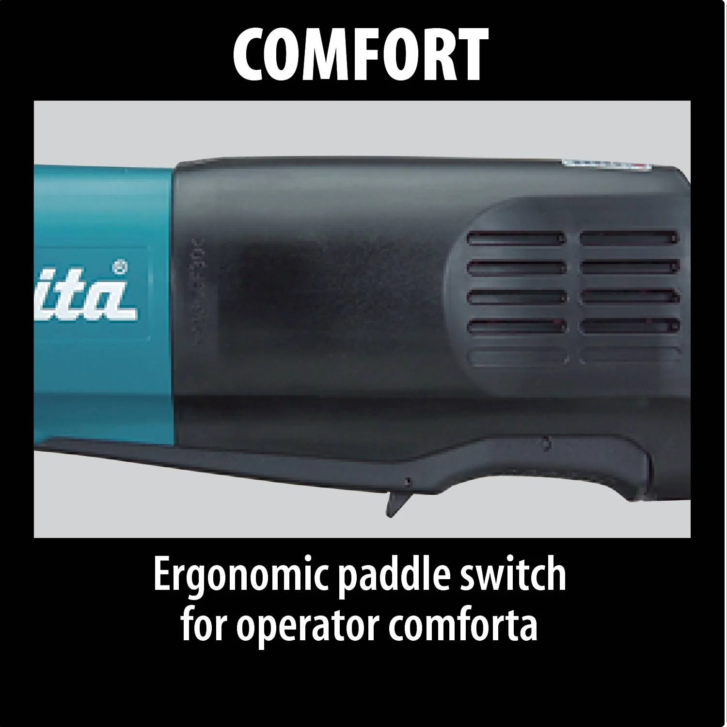 Makita 9565PC - 5" SJS Paddle Switch Angle Grinder, 13 AMP, 10,500 RPM, 5/8"-11, lock-off, no lock-on - Image 4