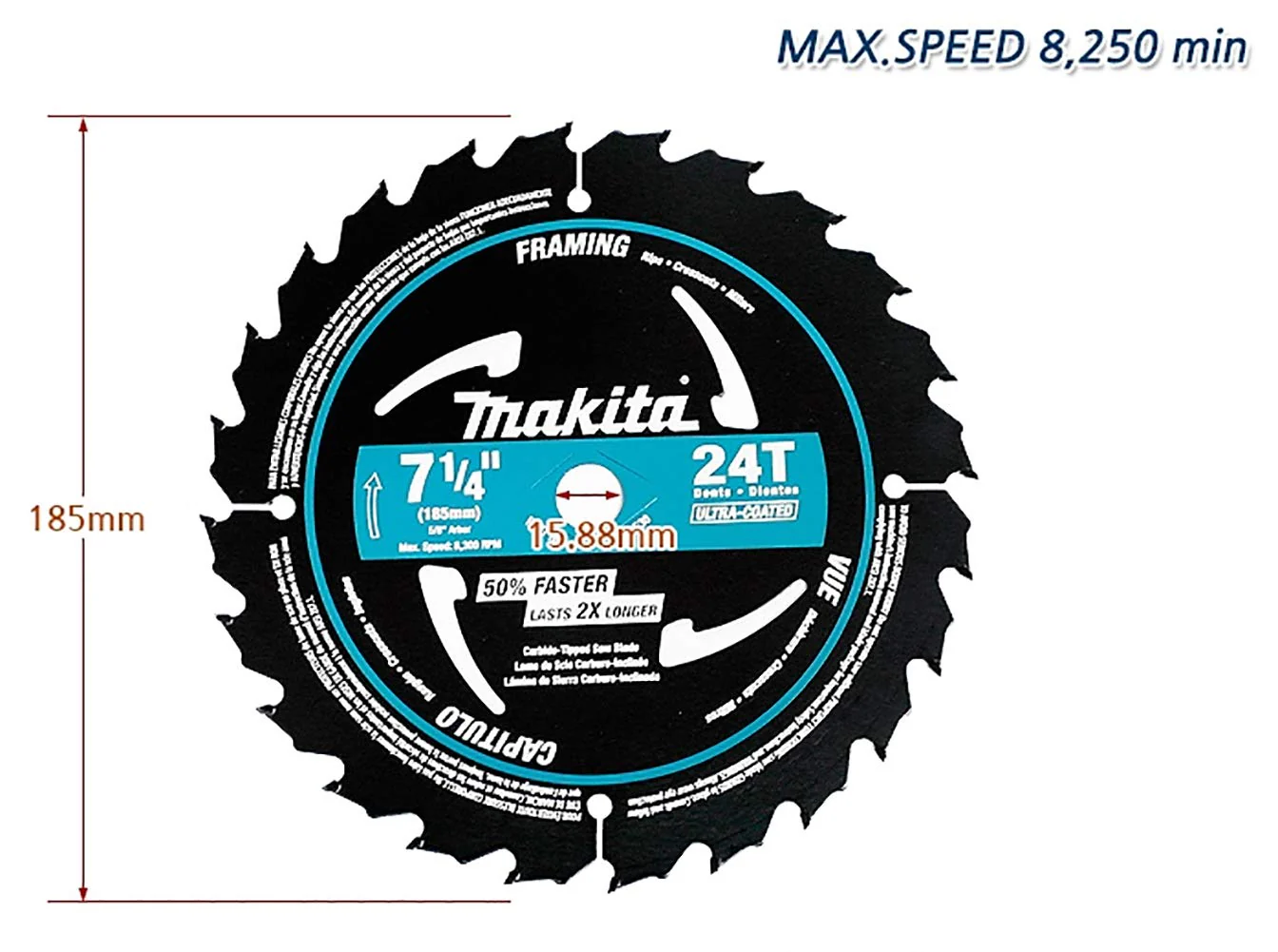 Makita A-94530 7-1/4-inch Black Framing Blade - Image 4
