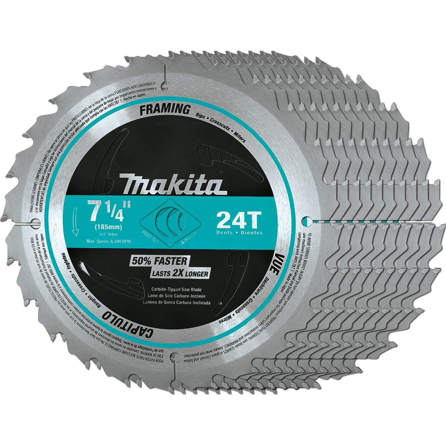 Makita 7-1/4" 24T Carbide-Tipped Circular Saw Blade, Framing, 10/pk - Image 3