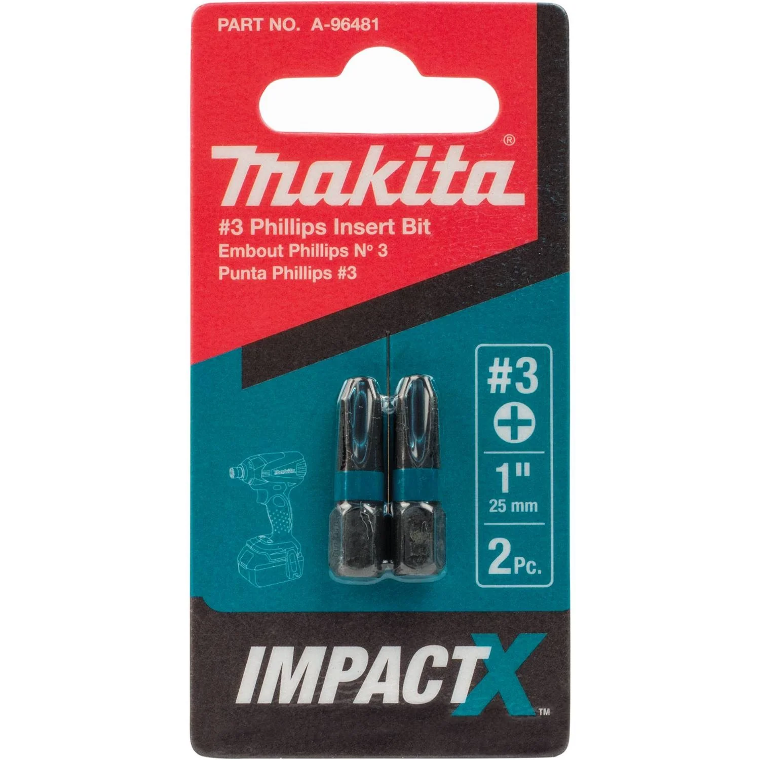 Makita A-96481 Impact X #3 Phillips 1″ Insert Bit (2-Pack) - Image 3