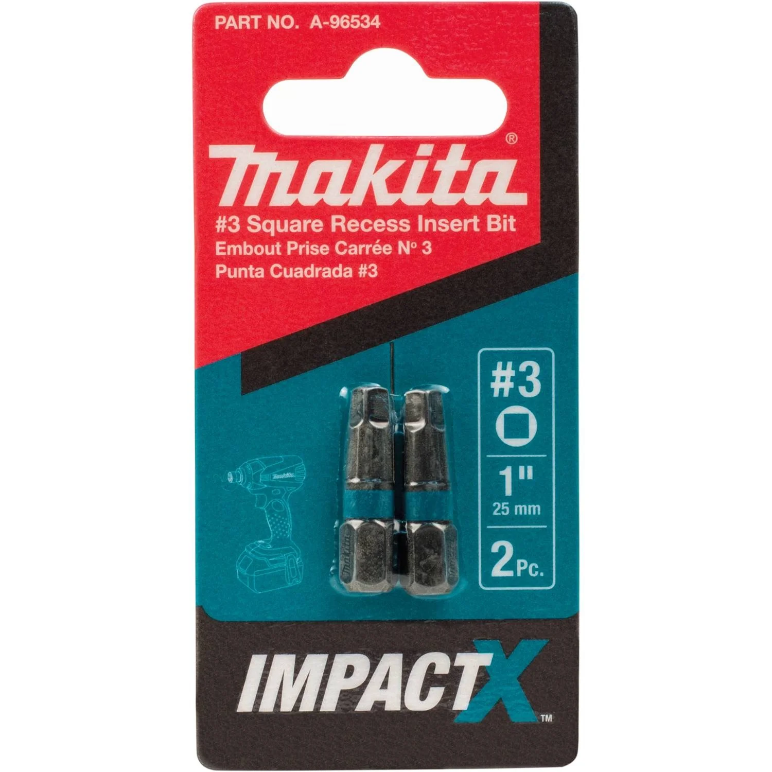 Makita A-96534 ImpactX️ #3 Square Recess 1″ Insert Bit (2-Pack) - Image 3