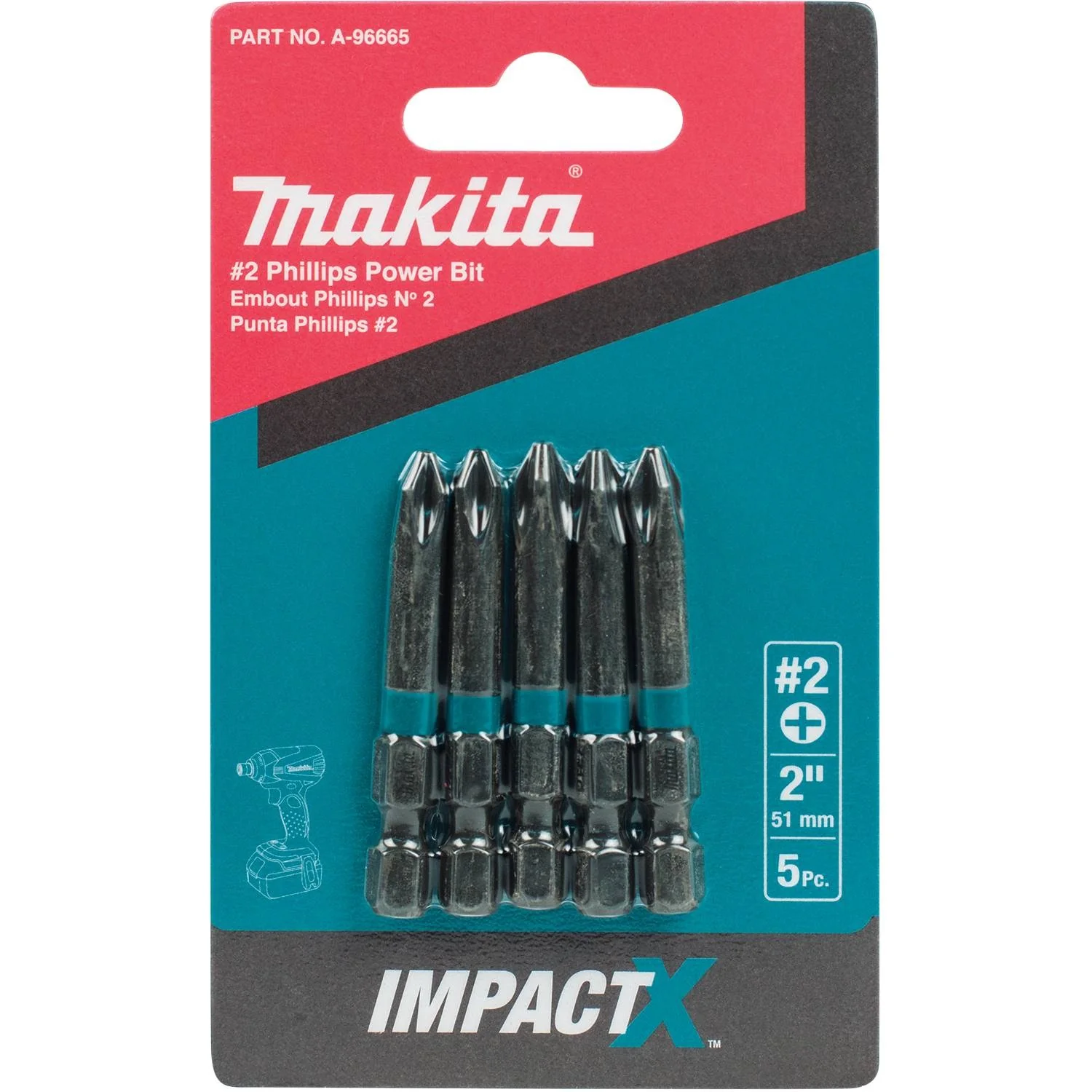 Makita Impact X #2 Phillips 2″ Power Bit (5-Pack) - Image 3