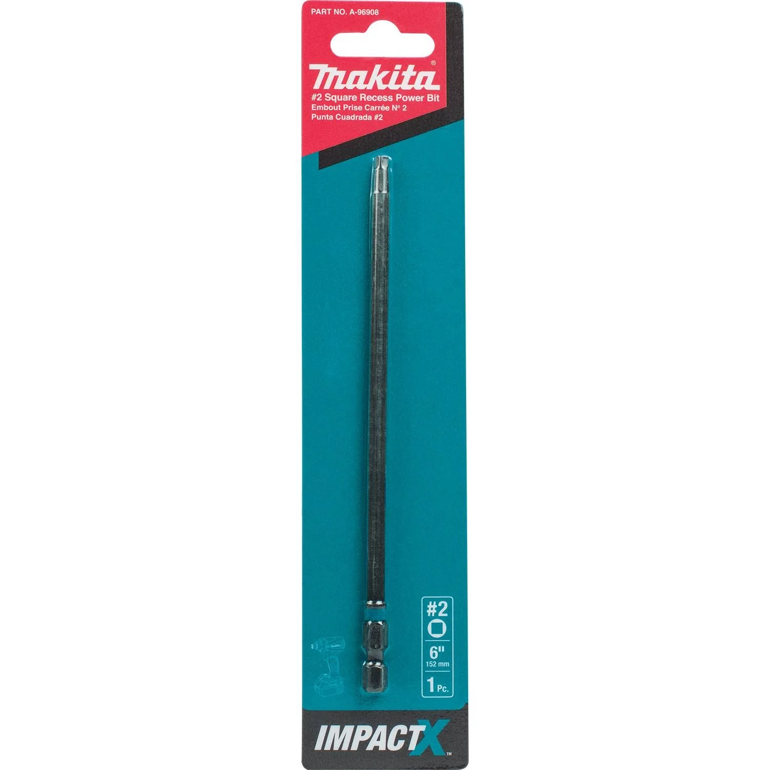 Makita Impact X #2 Square Recess 6″ Power Bit - Image 2