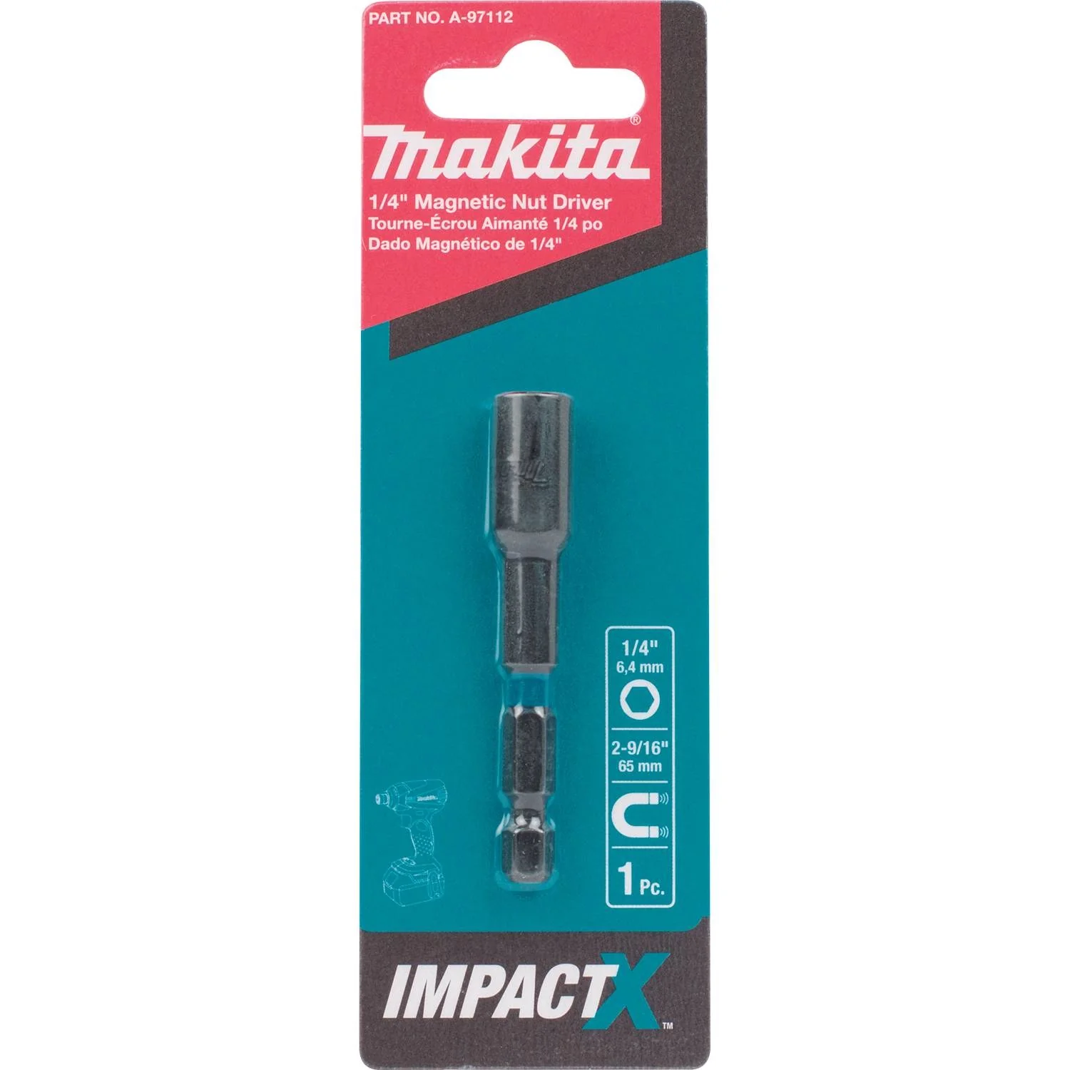 Makita A-97112 Impact X 1/4″ x 2-9/16″ Magnetic Nut Driver - Image 2
