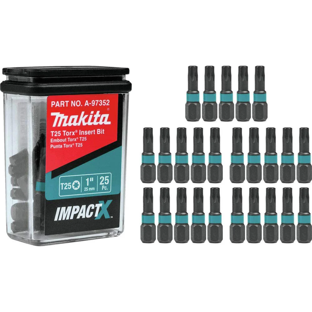 Makita A-97352 Impactx T25 Torx 1″ Insert Bit, 25 Pack