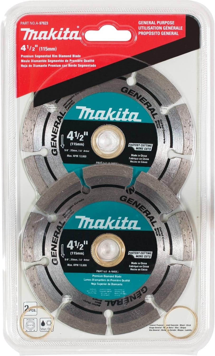 Makita A-97623 4-1/2" Diamond Blade, Segmented, General Purpose, 2/pk - Image 5