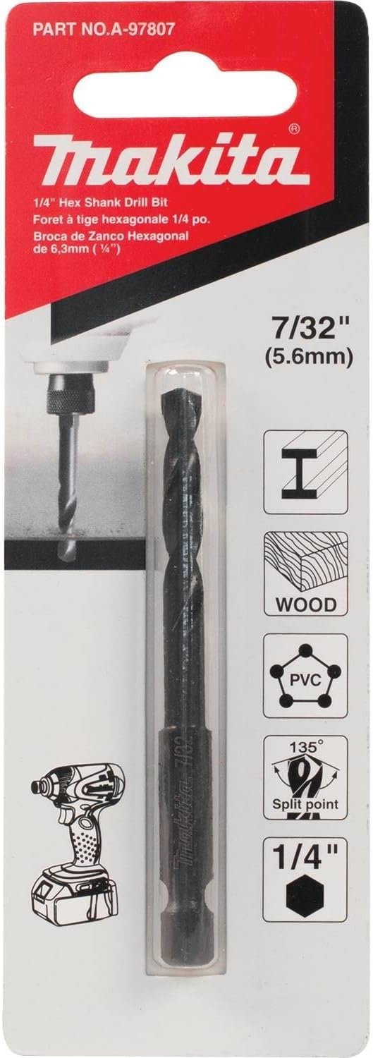 Makita A-97807 7/32" Black Oxide Drill Bit, 1/4" Hex Shank - Image 3
