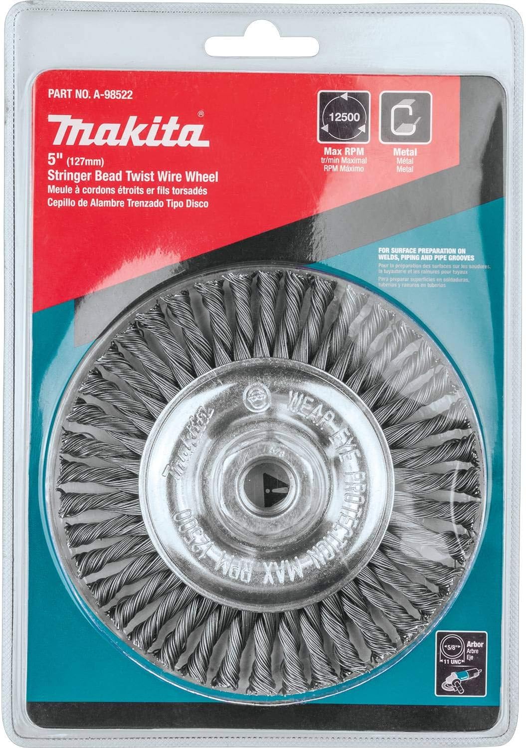 Makita A-98522 5" Stringer Bead Twist Wire Wheel, 5/8"-11 - Image 3