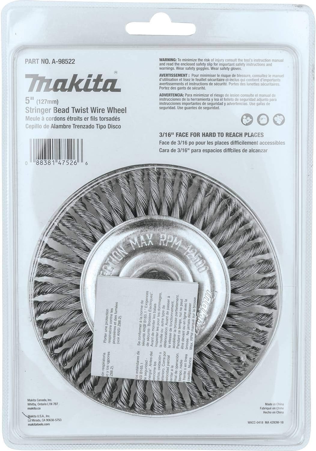 Makita A-98522 5" Stringer Bead Twist Wire Wheel, 5/8"-11 - Image 4