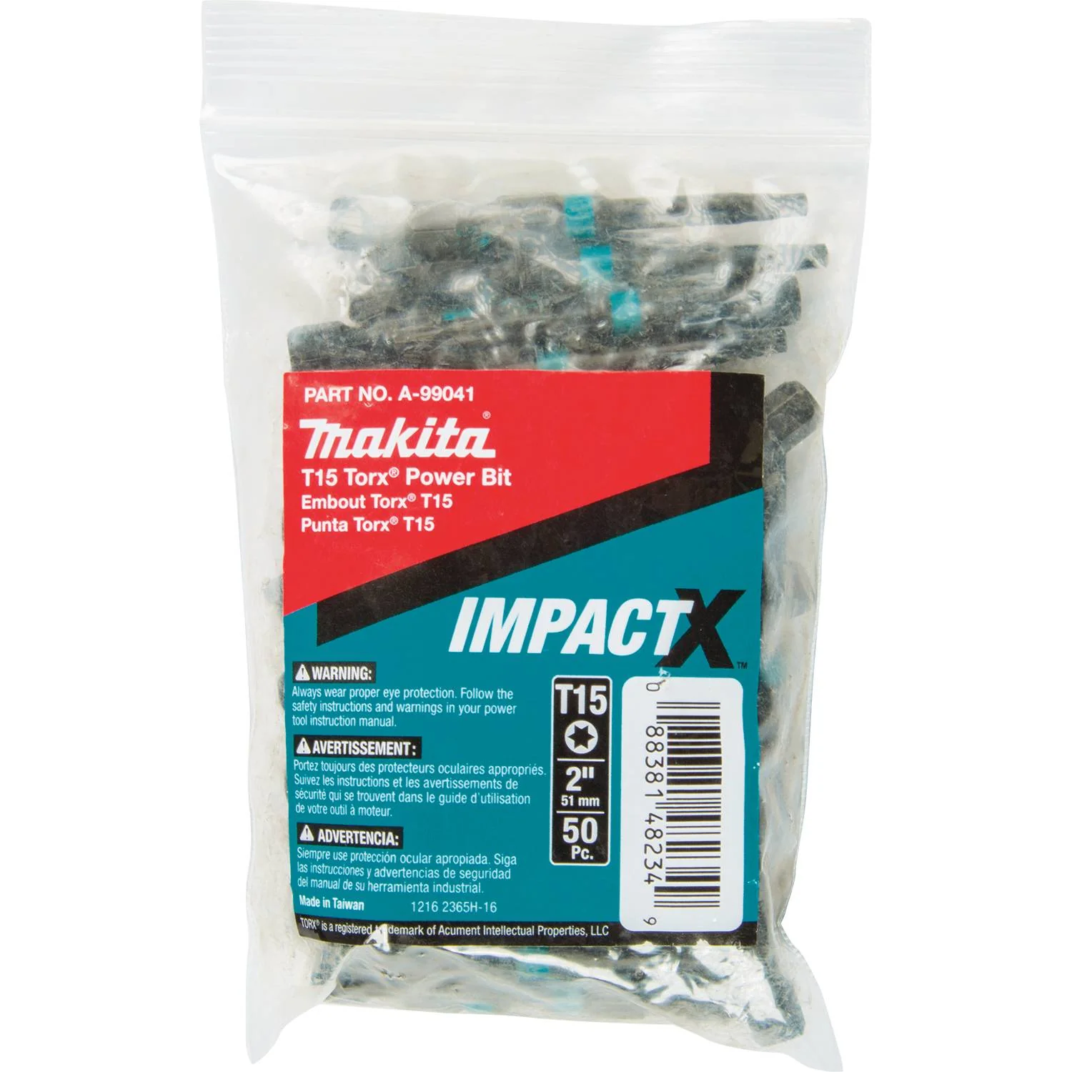 Impact X T15 Torx 2″ Power Bit, 50/pk, Bulk