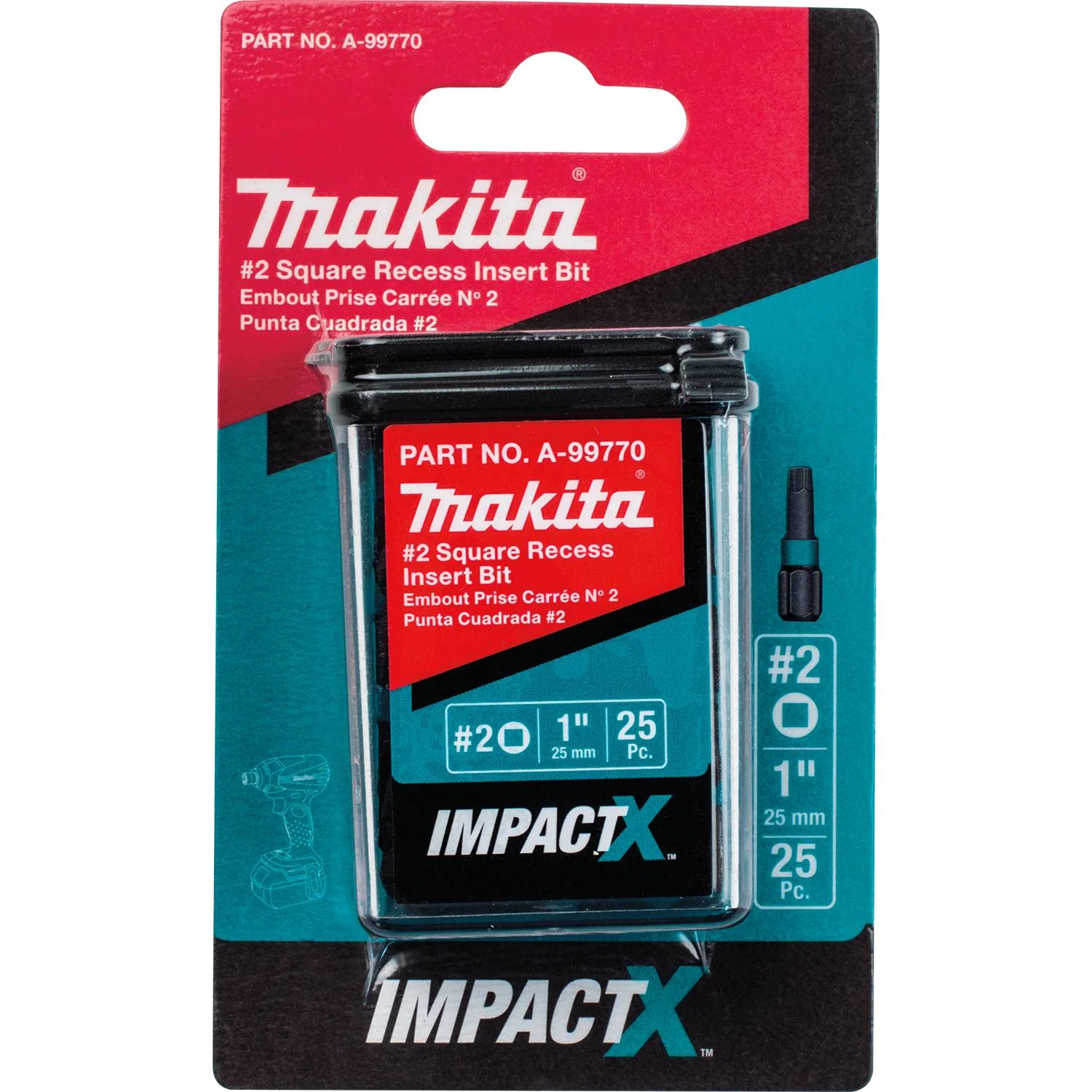 Makita Impact X #2 Square Recess 1″ Insert Bit (25-Pack) - Image 3