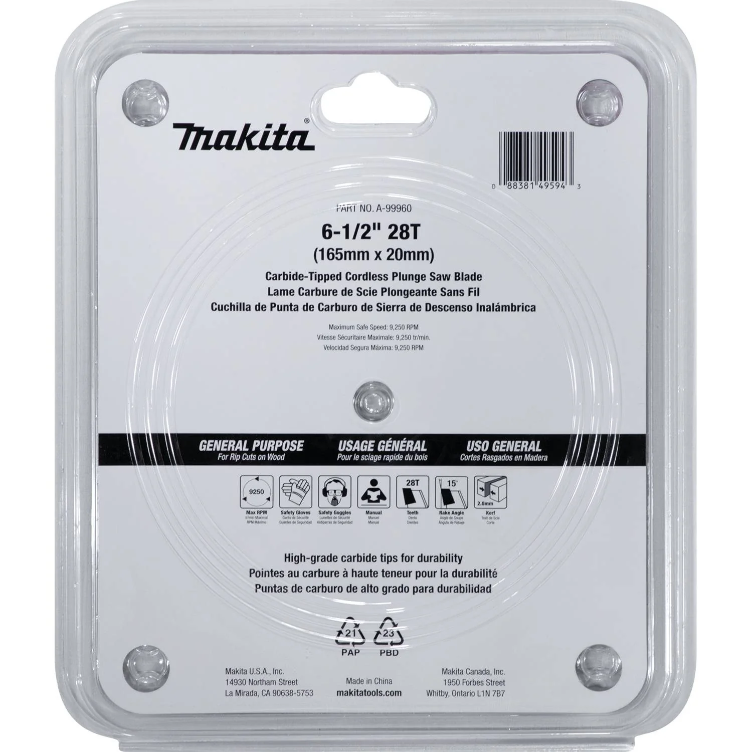 6-1/2" 28T Carbide-Tipped Cordless Plunge Saw Blade - Image 2