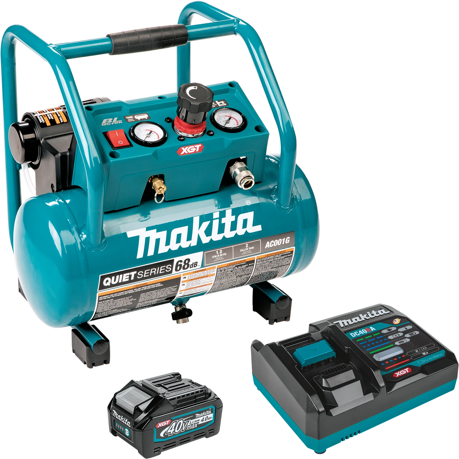 Makita AC001GM1 40V MAX XGT Brushless Cordless 2 Gallon Quiet Series Compressor Kit (4.0Ah)