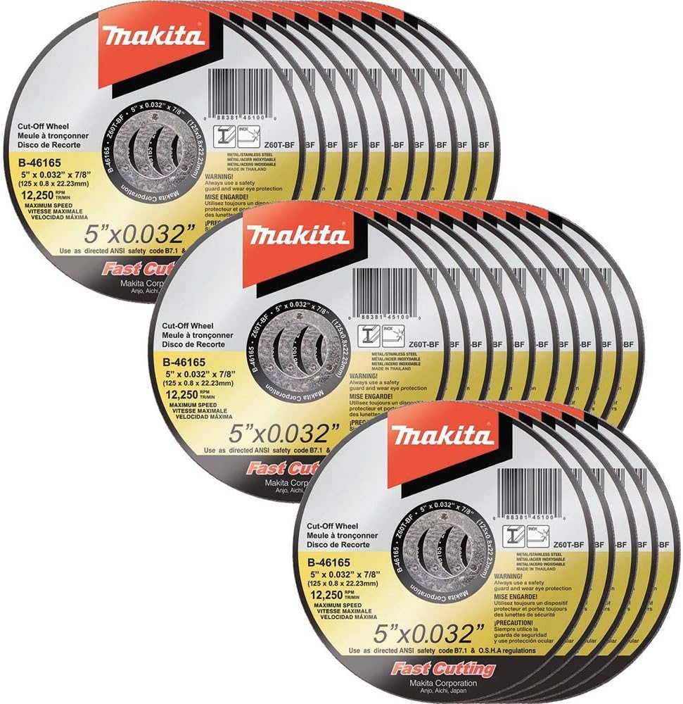 Makita B-46165-25 5" x .032" x 7/8" Ultra Thin Cut-Off Wheel (25 Pack), Stainless - Image 2