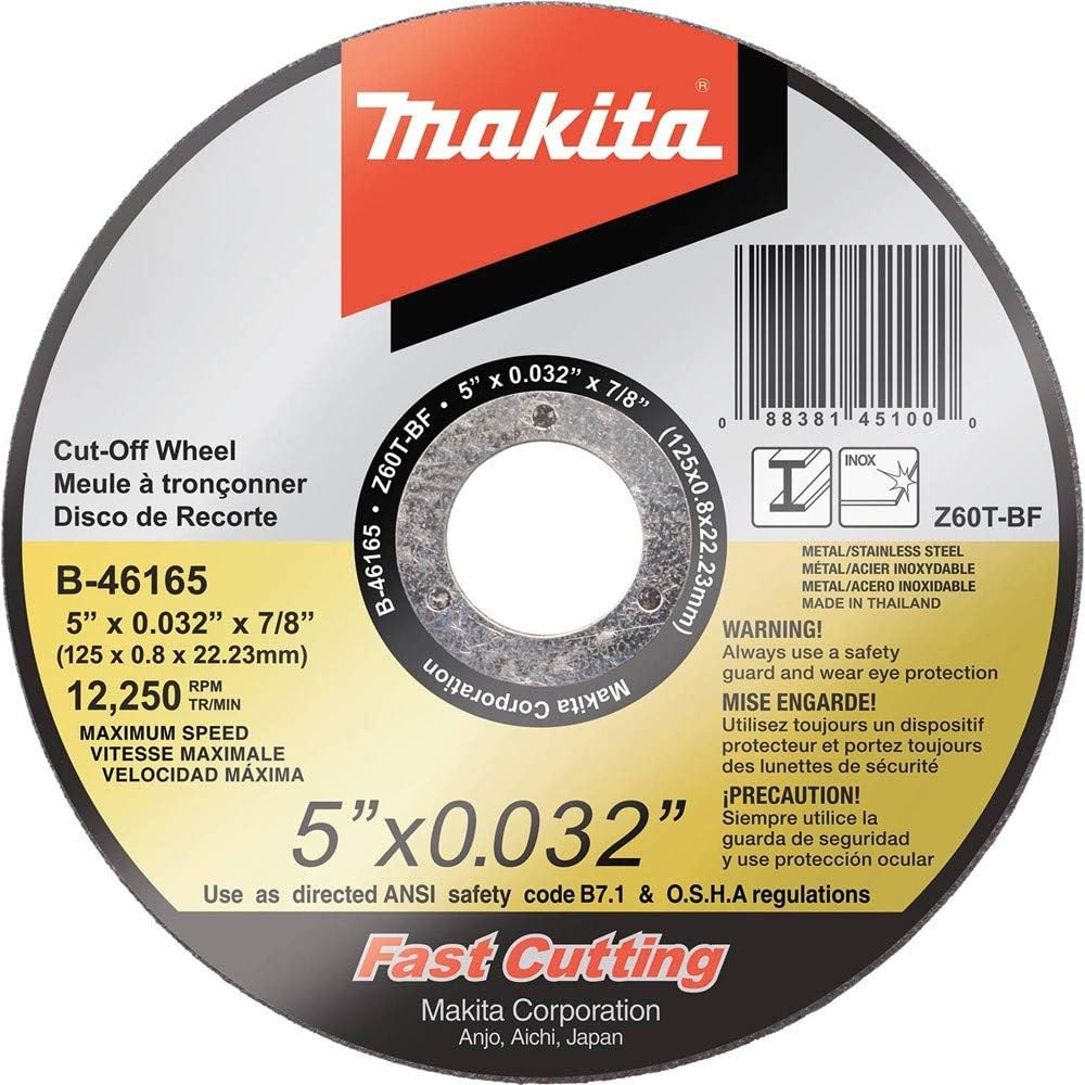 Makita B-46165-25 5" x .032" x 7/8" Ultra Thin Cut-Off Wheel (25 Pack), Stainless - Image 3