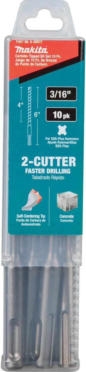 Makita B-60872 3/16" x 6" SDS-Plus Bit, 2-Cutter, 10/Pk - Image 6