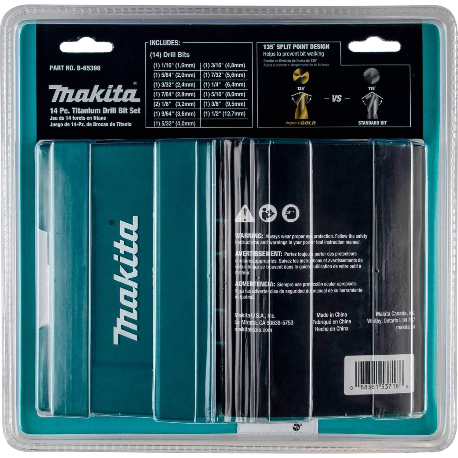 Makita Impact Gold 14 Pc. (B-65399)Titanium Drill Bit Set, 1/4 In. Hex Shank - Image 4