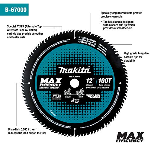 Makita 12in 100T Carbide-Tipped Max Efficiency Miter Saw Blade - Image 6