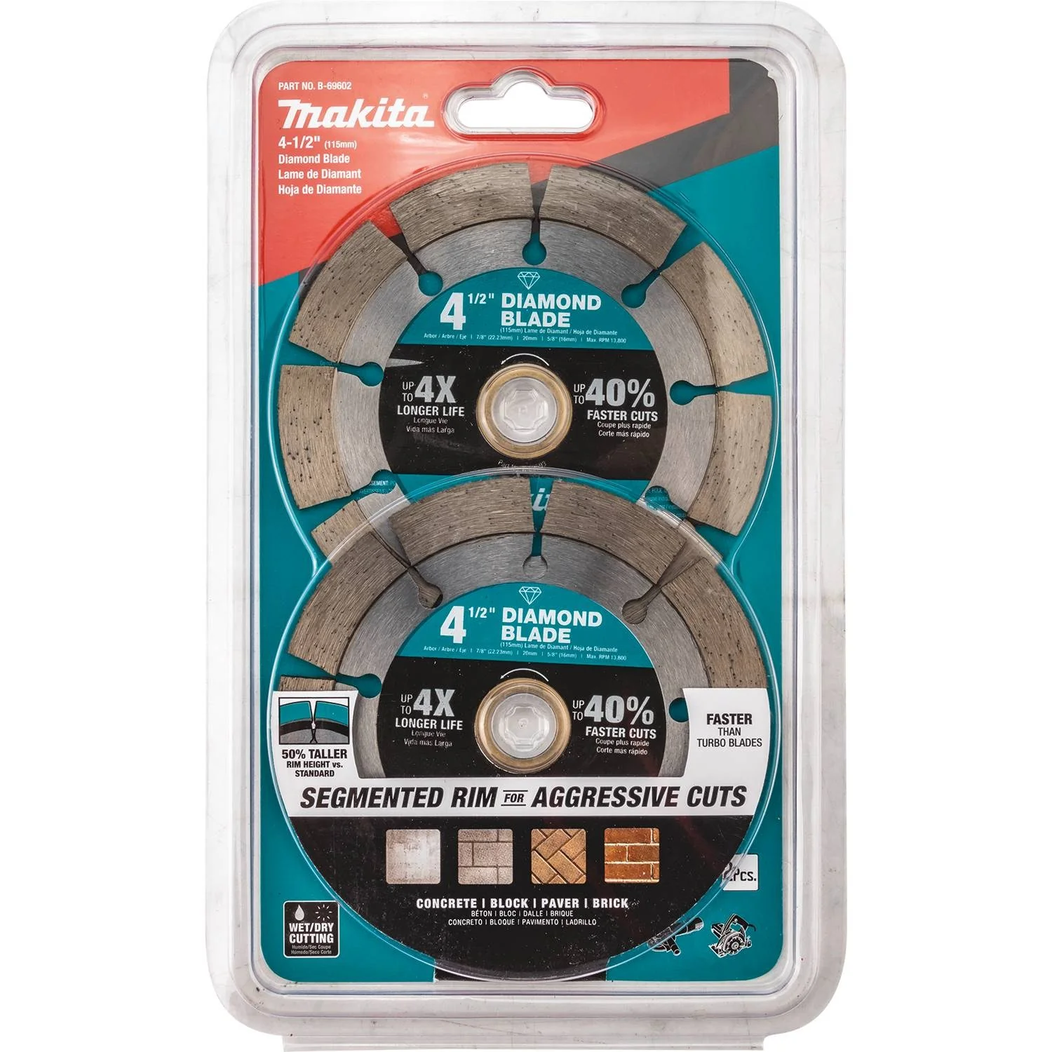 Makita B-69602 - 4-1/2" Diamond Blade, Segmented, General Purpose, 2/pk - Image 3