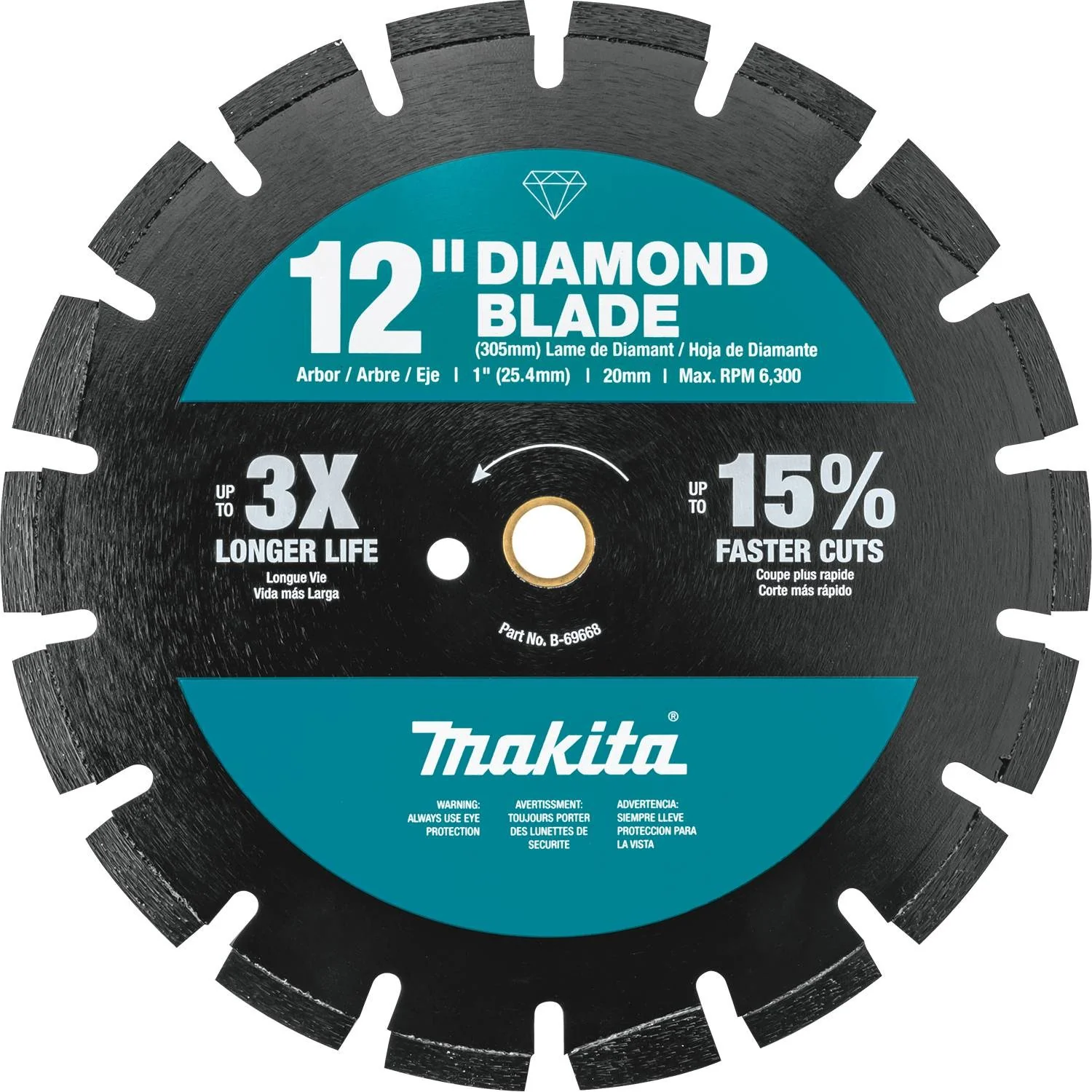 Makita B-69668 - 12" Diamond Blade, Segmented, Dual Purpose